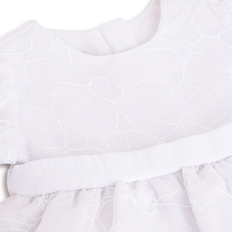 Girls White Embroidered Short Sleeve Dress image number 2